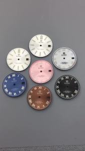 29mm NH35 Sunburst Watch Dial White Pearl Pink Blue Brown with Roman Index Fit NH35A Movement 3 OClock Date Window Watch Parts