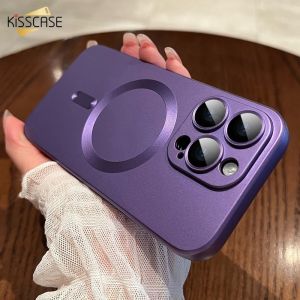 [Có Màng Thấu Kính] Kisscase Magsafe Mờ Cho IPhone 14 Pro/IPhone14 Pro Max /14 Plus IPhone 13/13 Pro/13 Pro Max IPhone 12 Pro Ốp Điện Thoại Từ Tính Ống Kính Silicon Mềm Mờ