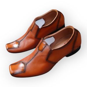 SEPATU PANTOFEL FORMAL PRIA ( GARANSI KULIT SAPI 100% ) MODEL 6028 TAN ( PREMIUM HIGH QUALITY )
