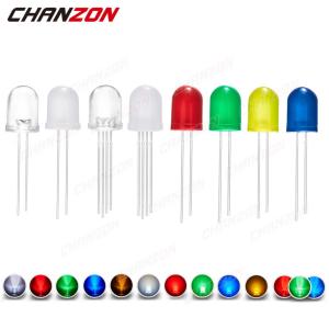 ไดโอด LED 10มม. 50ชิ้นสีขาวสีแดงสีเขียวสีน้ำเงินสีเหลือง RGB tricolor ขั้วลบทั่วไป PCB หลายสี DIY หลอดปล่อยแผ่นเรืองแสง