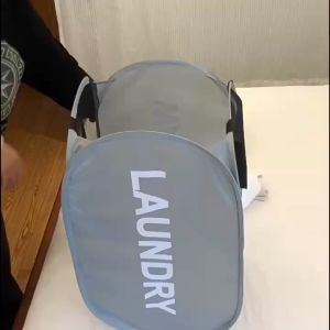 ตระกร้าผ้า ตะกร้าตาข่ายมัลติฟังก์ชั่น พับเก็บสะดวก  แบบตาข่ายยืดหยุ่นจุ นจุของได้เยอะ ม แข็งแรง ทนทาน