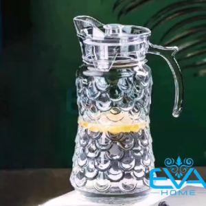 Bình Thuỷ Tinh Đựng Nước 1.7L Quai Cầm Miệng Rót Hoa Văn Vảy Cá YZH34 Scales Pattern Glass Pitcher Jar 1700ML