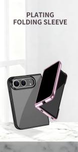 szhaiyu | For iPhone Duo Luxury Electroplated Case Folding Screen Electroplated PC Transparent Protective Shockproof An-ti Drop Cover