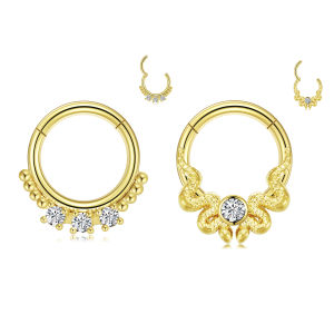 2Pcs Zircon Snake Nose Ring Surgical Steel Nariz Piercing Cartilage Tragus Goth Piercing Nez Earrings Nase Septum Piercing Rings