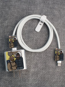 Apple 20W Charger Protective Case iPhone 13 Charging Cable Protection Cover Mobile Phone Shell 14Pro Max Charging Line Anti-Breaking Creative 12 Winding Rope Card Print Version for Backpackers And Brothers