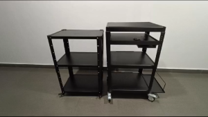 AV Presentation Cart Stand for Video Projector TV Laptop Computers Printers Metal Construction Rolling Storage Cart with Adjustable Shelves