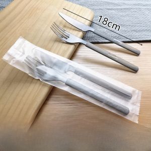 Disposable Thickened Plastic Steak Knife Fork Set Separately Packaged Takeaway Western Dining Utensils with Napkin for Pizza