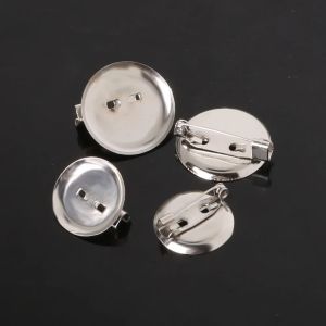 20pcs Multi-Specification Round Pins Dual-Use Tray Base Brooch Handmade Diy Jewelry Accessories Metal Safety Pins Button Pin