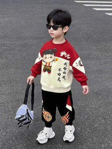 Boys Zheta Kids Sweatshirt Set Spring Autumn Sportswear Two-Piece Trendy Baby Clothes Casual Cotton Blend Machine Washable