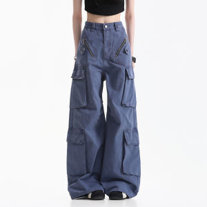 zuocisankon | Retro Washed Multi-Pocket Workwear Pants