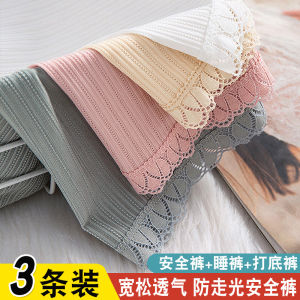 ผู้หญิงหลวมผ้าไหมน้ําแข็งกางเกงความปลอดภัย Anti-Light บางส่วนกางเกงขาสั้นลูกไม้ JK Insurance กางเกงชุดฤดูร้อน