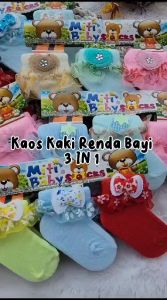 3 Pasang Kaos Kaki Renda Bayi Perempuan 0-6 Bulan / Kaus Kaki Anak Bayi Cewek 3pcs