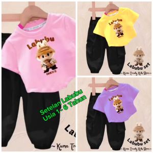 Baju Labubu Anak Perempuan Setelan Joger Anak Cewek 1 - 6 Tahun Set Labubu Anak Kekinian