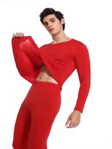 Special Offer Huajia Mens Lightweight Warm round Neck Modal Thermal Underwear Set Thin Seamless Lucky Year Autumn Clothes