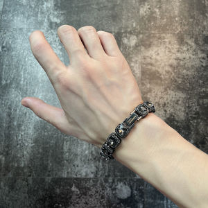 Diamond Embedded Cuban Link Bracelet for Men High-End Ice Sugar Style Fashionable Personalized Accessory Alloy Engraved Jewelry