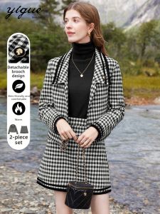 Yigue | Winter New Arrival Double-faced Check Tweed Set