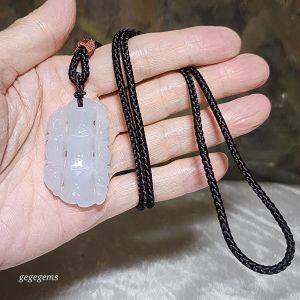 Burma Jade Type A Jadeite light lavender both sides carvings Bamboo & Bat pendant (with certificate) 翡翠淡紫双面雕刻祝福(竹、蝙蝠)吊坠(带证书) 竹报平安 节节高升