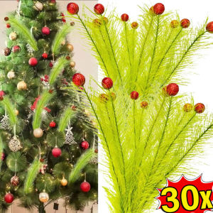 30Pcs Christmas Tree Decor Branch Red Berry Pampas Grass Vase Green Curly Stems Plants Leaf Christmas Decoration