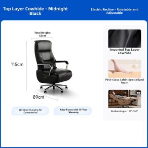 Electric Reclining Genuine Leather Office Chair