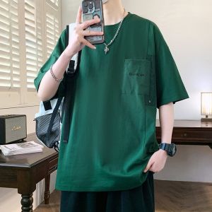 ROMON | Lomond Mens Black Short Sleeve T-Shirt Summer Thin Ice Silk Casual Loose Breathable Round Neck Base Shirt Half Sleeve Top