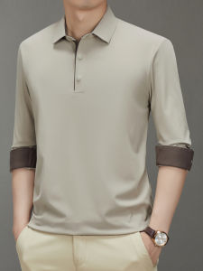 Mens Long Sleeve Polo Shirt Comfortable Loose Fit Casual Business Spring Autumn Fashion Urban Style Standard Edition Button Decorated T-Shirt