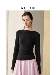 Original AEL Silk Wool Long Sleeve Womens T-shirt Slim Fit Classic Wardrobe Essential round Neck Base Shirt Commute Style