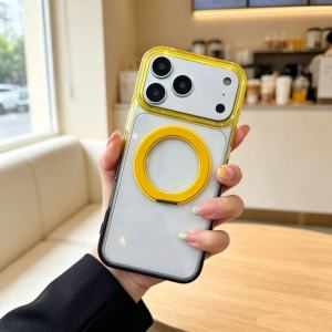 For iPhone 18 Pro Max 17 16 15 Pro Matte Clear Wireless Charge Case For Magsafe With Gradient Color Shockproof Kickstand Cover
