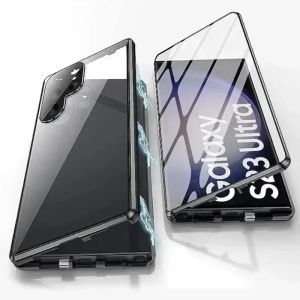 LS | 360° Full Protection Double Sided Magnetic Glass Case For Samsung Galaxy S26 S25 S23 S24 FE S22 S21 Ultra Plus Snap Lock Cover