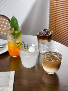 Lightweight Thin Glass Coffee Cup Wide Mouth Tea Cup Cocktail Cup Cold Drink Cup Ins Style American Iced Latte Cup