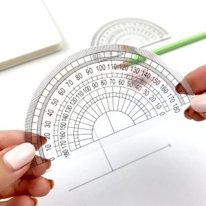 Satu Keluarga Busur Derajat Plastik Transparan A108 Penggaris Busur 180 Derajat Half Circle Plastic