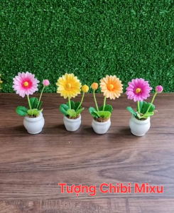 Chậu hoa Cúc mini bằng đất sét Nhật tự khô
