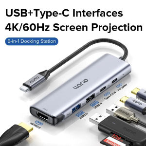 Llano 5 in 1 USB C Hub 4K HDMI USB HUB 100W Multiport Adapter for Macbook PC Fast Transmission Converter Extension HUB