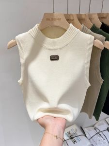 Áo Ba Lỗ Dệt Kim Ôm Vừa Vặn Cổ Tròn Không Tay Thời Trang Mùa Hè Cho Nữ Áo Ba Lỗ Cổ Tròn Không Tay Màu Trơn Áo Ba Lỗ