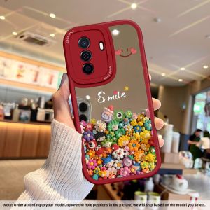 NAZHIMING | Strawberry Bear Mirror Design Cute Phone Case Complete Lens Protection Soft Silicone Shockproof