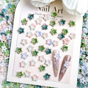 50 CHIẾC Hoa Nhựa Phát Quang Nhiều Màu Sắc Năm Cánh Trang Trí Móng Tay Acrylic Trang Trí Nghệ Thuật Móng Tay Tự Làm Hoa Nhỏ Có Lỗ