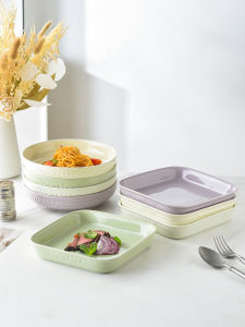 Đĩa Tròn Hình Vuông Màu Kem Tráng Men Dưới Lớp Màu Sắc Đĩa Đựng Thức Ăn Dùng Tại Nhà Đĩa Tròn Sang Trọng 2024 Mẫu Mới