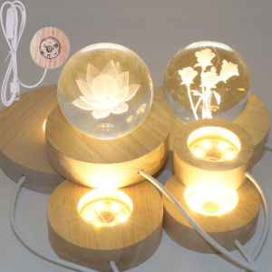 LED กลมไฟกลางคืนโคมไฟ USB สำหรับ จัดแสดงงานศิลปะคริสตัลลูกบอลแก้วตกแต่งศิลปะเรซิ่นของขวัญสำหรับเด็ก