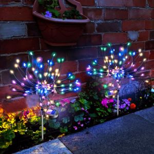 Outdoor Decorative 200LED Solar Fireworks Light Multicolor Starburst Lamps with 8 Lighting ModesWaterproof for Garden Yard Path