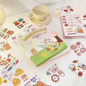 Nanafine【🔥พร้อมส่ง🔥】🎀DIY Stickers สติ๊กเกอร์ สติ๊กเกอร์รูปตัวการ์ตูนน่ารัก 100 แผ่นสําหรับตกแต่งไดอารี่ แบบใส สติ๊กเกอร์ไดคัท ลายน่ารักๆ