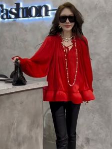 เรียบหรู เสื้อฐานสีบริสุทธิ์ หลากหลาย พรางหุ่น ทันสมัย ฤดูหนาว 2023 ผู้หญิง เสื้อท่อนบน เสื้อยืดสุภาพสตรีคุณภาพระดับพรีเมียม