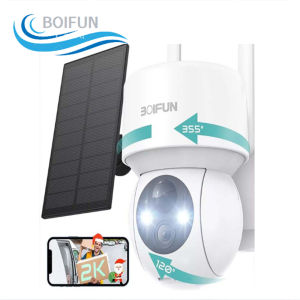 Camera An Ninh Ngoài Trời Không Dây BOIFUN 2K WiFi Với Tấm Pin Năng Lượng Mặt Trời Âm Thanh Hai Chiều Tầm Nhìn Ban Đêm Pin 5200mAh Chống Nước IP65 Màu Trắng
