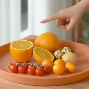 Thickened Melamine Nordic Style Plastic round Tray Bread Pastries Cake Fruit Plate Home Use Cup Kettle Plate Adult Dinnerware