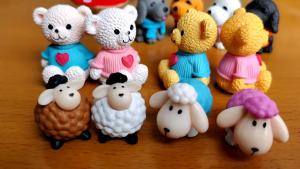 4pc Small Dog Puppy Bear Sheep Animal Decoration Pvc Craft Miniature Figure Tiny for Bonsai Microlandscape Fairy Garden Decor