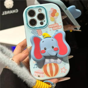 3D Circus Elephant Stand Phone Case for iPhone 17/16 pro Max Xiaomi 17/15 New Huawei Pura80/Mate70 Niche Reno14 Soft Shell S30 Protective Cover