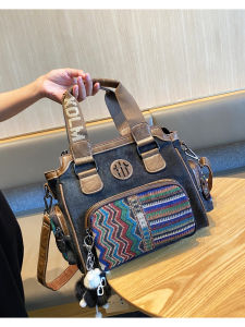 Retro Ethnic Embroidered Patchwork Canvas Tote Bag Womens Multi-Use Crossbody Shoulder Bag Casual Shopping Bag Shape