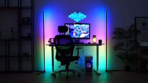 HX Sofa floor lamp living room RGB colorful atmosphere lamp led full spectrum eye protection minimalist bedroom vertical bedside lamp with remote control