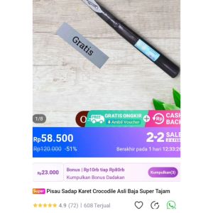 Pisau Sadap Getah Karet Cap Kunci Bulat Besar
