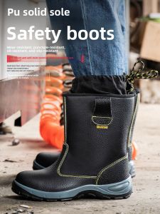 Mens Safety Boots Anti-impact Puncture Resistant Oil Field Electric Welding Miner Shoes Insulated Waterproof Splatter Resistant