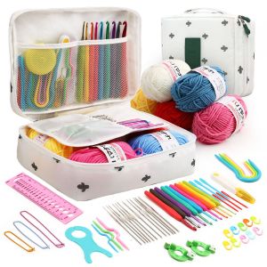 Newbie Crochet Kit Portable Hand DIY Knitting Tools for Beginners and Multi-color Storage Kit for Holiday Celebration Gifts