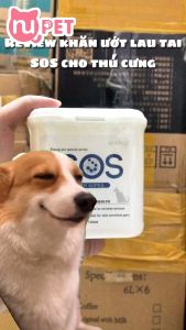 Khăn ướt lau tai SOS cho chó mèo - lau tai giúp vệ sinh sạch sẽ và khử mùi cho chó mèo